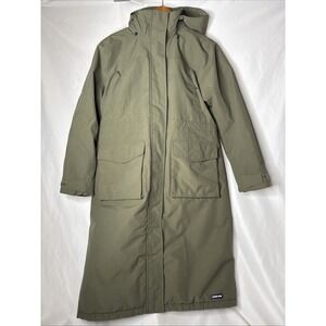 Lands' End Squall Women's Med Insulated Waterproof Parka Stadium Maxi Coat Green